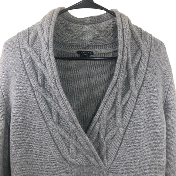 Theory Grey Cashmere V Neck Sweater with pockets Size Small - Picture 11 of 13